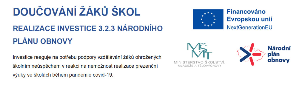 Doučování žáků škol Realizace investice 3.3 Národního plánu obnovy